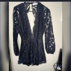 Navy blue long sleeve romper